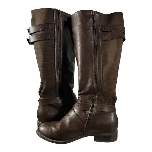 Torrid Women’s Brown Knee High Riding Boots Size 9.5 M Wide Calf Buckles - Picture 7 of 9